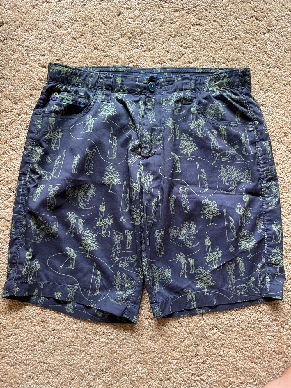 William Murray Golf Navy Swim Hybrids with Light Green Golf Print